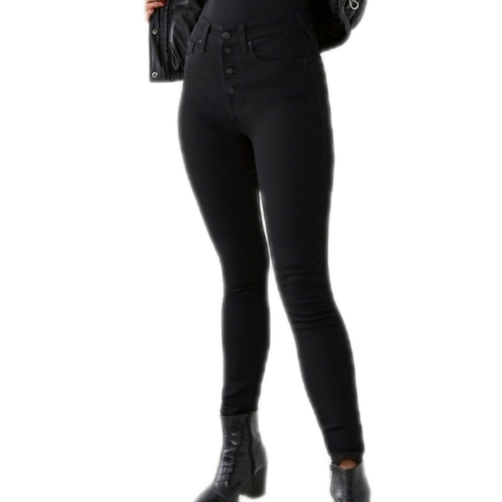 True Religion Halle High Rise Super Skinny Black Jeans 24